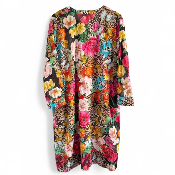 Johnny Was Sandra Dreamer Seaside A-line Dress Bird Flora Butterflies SZ L - Picture 2 of 4